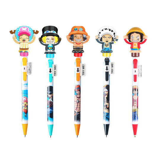 One Piece Anime Gel Pen, 3D Character Figure Topper Ballpoint Pen, Luffy Chopper Ace Law Collectible Writing Pen, Smooth Ink School Stationery, Birthday Gift for One Piece Fans Students