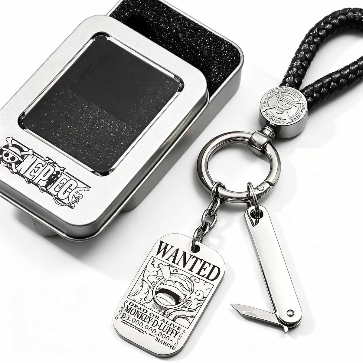 One Piece Wanted Poster Metal Dog Tag Keychain