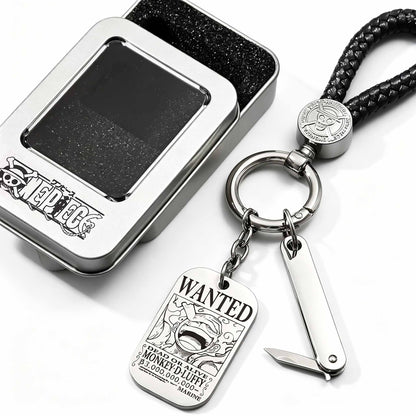 One Piece Wanted Poster Metal Dog Tag Keychain