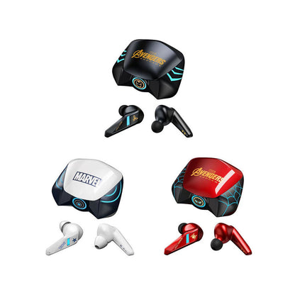 Marvel Avengers Iron Man Captain America Spider‑Man TWS True Wireless Gaming Earbuds, Low Latency Bluetooth 5.0 Earphones with LED Light Noise Reduction for Game Music
