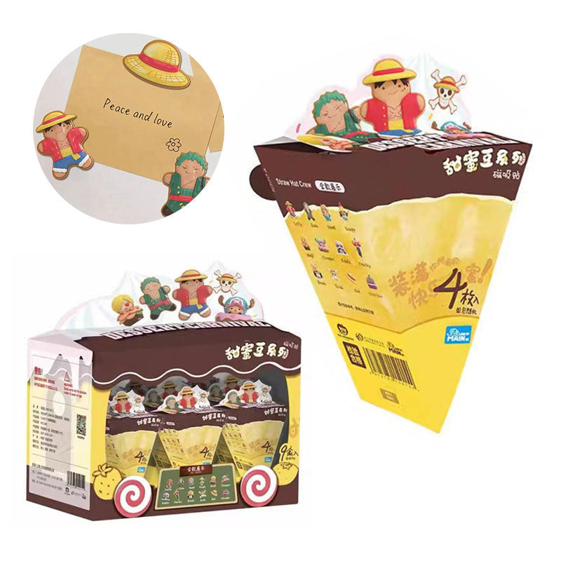 One Piece Anime Fridge Magnets Blind Box, Cute Luffy Zoro Sanji Fruit Dessert Series 3D Magnet Collectible Figures, One Piece Refrigerator Magnets Ornament, Blind Box Gift for One Piece Fans
