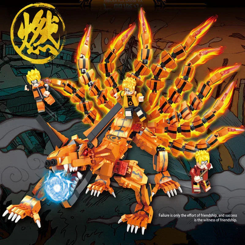 Naruto Nine Tails Kurama Building Blocks Set, Large 9-Tailed Fox Model with Naruto Minifigures, Collectible Anime Bricks Toy, Creative Desktop Decoration Gift for Naruto Fans