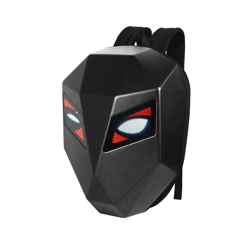 Naruto Anime Sharingan LED Helmet Shaped Hard Shell Backpack, 3D Sharingan Glowing Eyes Expandable Motorcycle Backpack, Waterproof Large Capacity Laptop Bag, Novelty Street Travel Backpack for Naruto Fans