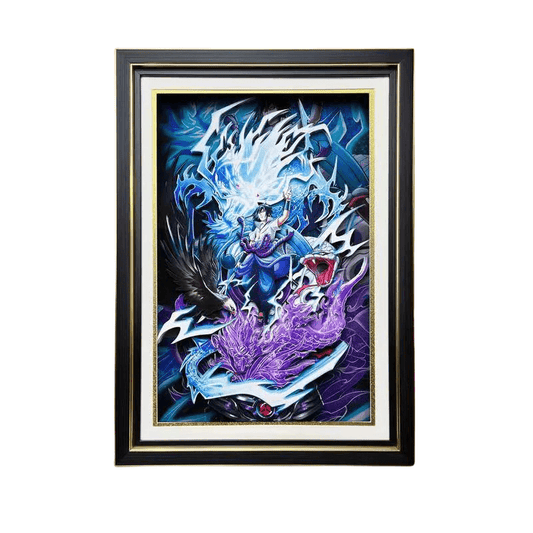 Naruto Uchiha Sasuke 3D Paper Cut Shadow Box Framed Art, Handmade Layered Papercraft Wall Decor, Anime Picture Frame, Fan Collectible Room Decor Gift