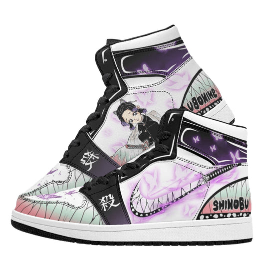 Demon Slayer Shinobu Kocho Anime High Top Sneakers, Insect Hashira Shinobu Printed Casual Shoes, Anime Cosplay Streetwear Footwear, Demon Slayer Merch Sneakers Gift for Anime Fans