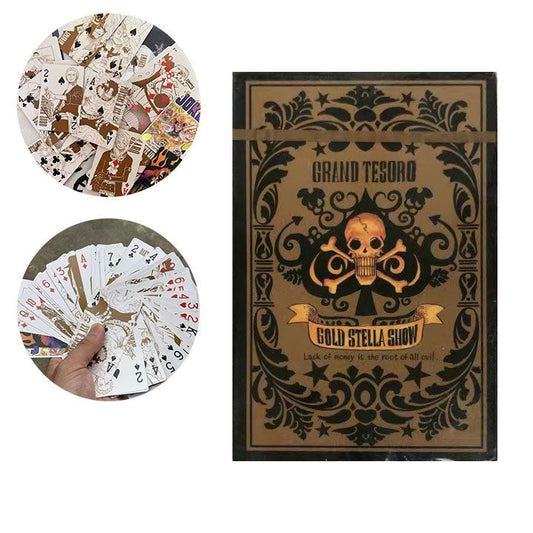 One Piece Golden Skull Playing Cards, Vintage Anime Pirate Poker Cards, Collectible Deck Card Set, Game Cards for Party Table Game, One Piece Merch Gift for Anime Fans