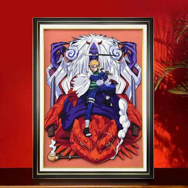 Naruto Namikaze Minato 3D Paper Cut Shadow Box Framed Art, Handmade Layered Papercraft Wall Decor, Anime Picture Frame, Fan Collectible Room Decor Gift