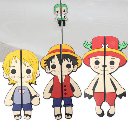 One Piece Car Door Anti-Collision Stickers, Anime Luffy Zoro Nami Chopper 3D Rubber Car Door Bumper Protector Decals, Anti-Scratch Car Edge Guard, Cute Anime Car Exterior Accessories