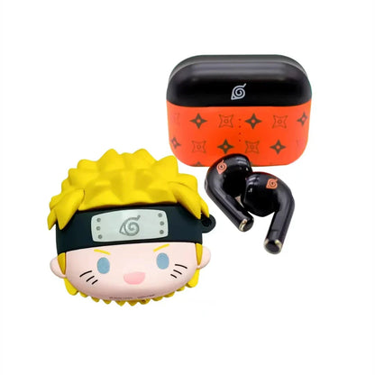 Naruto Uzumaki TWS Wireless Bluetooth Earbuds, Touch Control Stereo Earphones with Cute Naruto Character Silicone Protective Cover, Portable Charging Case, Anime Noise Reduction Headset, Naruto Fan Birthday Christmas Gift