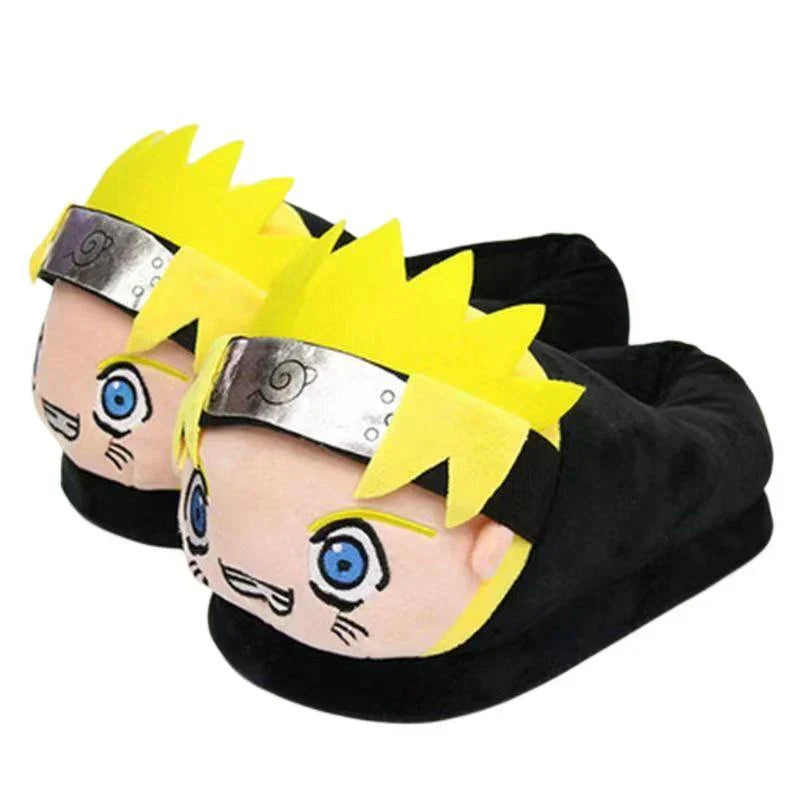 Naruto Anime Plush House Slippers, Uzumaki Naruto 3D Cartoon Character Warm Furry Indoor Slippers, Non-slip Sole Soft Cozy Home Slippers, Anime Fan Cosplay Gift