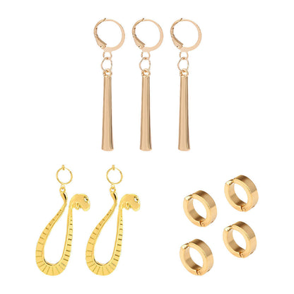 One Piece Anime Cosplay Earrings, Roronoa Zoro Trafalgar Law Gold Dangle Drop Hoop Earrings, Metal Costume Jewelry, Anime Cosplay Accessories Gift for One Piece Fans