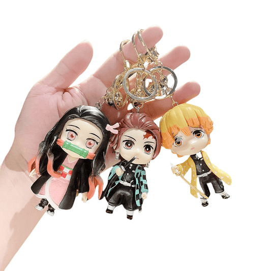 Demon Slayer Anime Figure Keychain, Tanjiro Nezuko Zenitsu Giyuu Shinobu Inosuke Q Version Pendant Key Ring, Backpack Charm, Collectible Anime Fan Gift