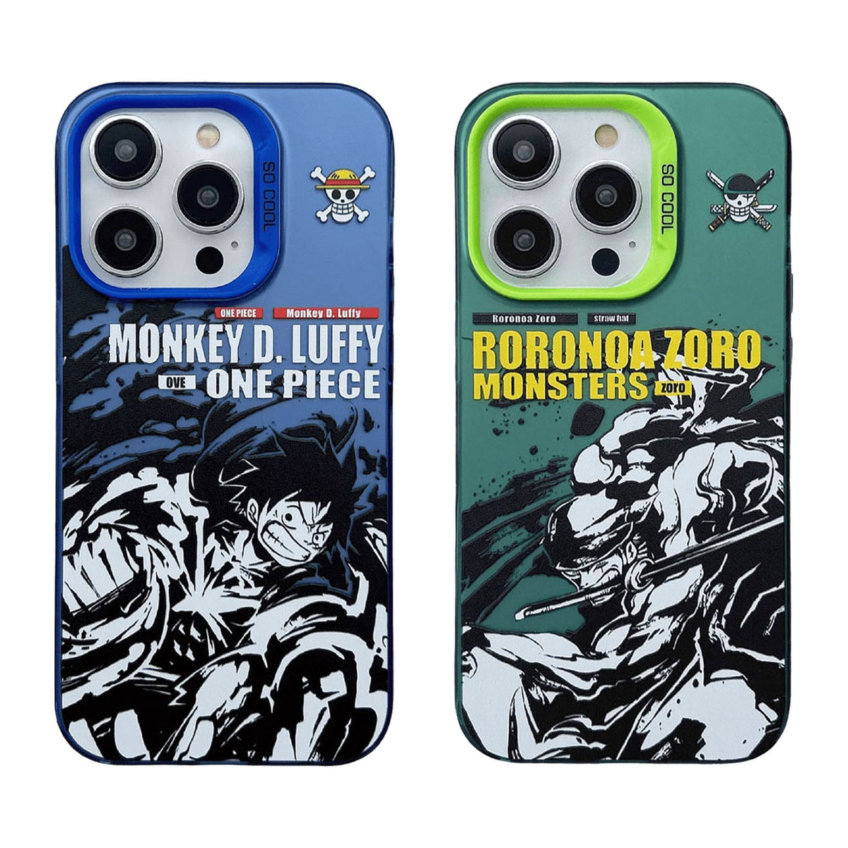 One Piece Anime Phone Case, Luffy Zoro Manga Print Shockproof Protective Cover, Colorful Camera Frame Phone Shell, One Piece Merch Phone Case for iPhone