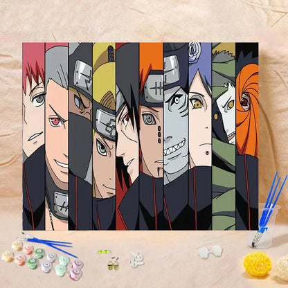 Naruto Anime Paint by Numbers Kit for Adults & Teens, DIY Digital Oil Painting, Akatsuki & Naruto Character Canvas Art, Home Wall Decor, Handmade Art Gift for Naruto Fans