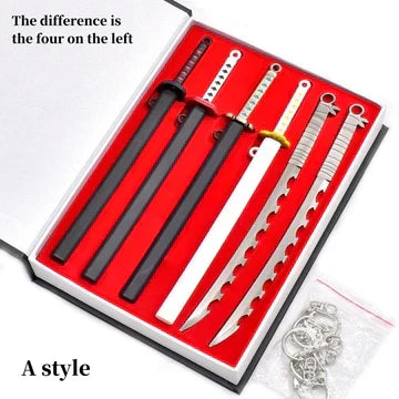 Demon Slayer Mini Katana Sword Model Set, Anime Nichirin Blade Replica Keychain Collection, Metal Sword Prop with Display Gift Box, Kimetsu No Yaiba Mini Weapon Ornament, Collectible Gift for Demon Slayer Fans