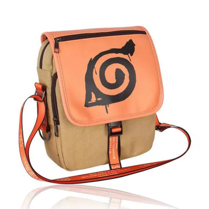 Naruto Leaf Village Symbol Crossbody Messenger Bag, Hidden Leaf Logo Canvas Shoulder Bag, Anime Cosplay Satchel Bag, Casual Daily Storage Bag Collectible Gift for Naruto Fans