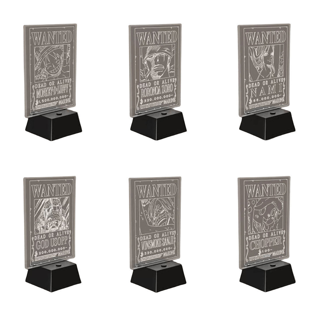One Piece Wanted Poster Acrylic Light Stand, Anime Bounty Poster LED Night Light Desk Lamp, One Piece Character Table Decor Lamp, Anime Fan Collectible Gift