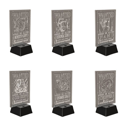 One Piece Wanted Poster Acrylic Light Stand, Anime Bounty Poster LED Night Light Desk Lamp, One Piece Character Table Decor Lamp, Anime Fan Collectible Gift