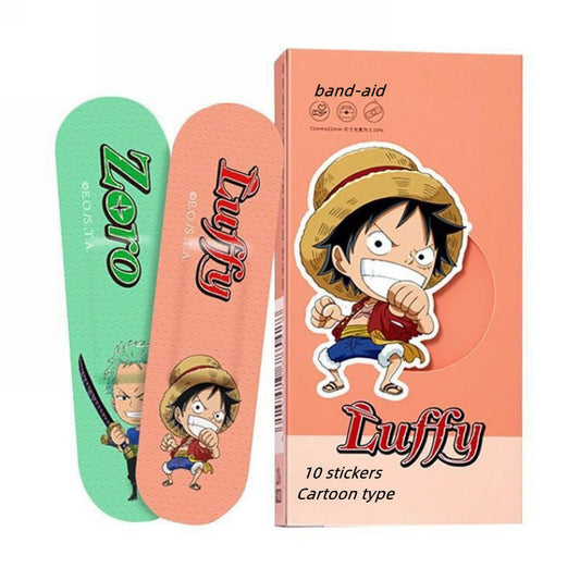 One Piece Cartoon Band-Aids, Luffy Zoro Cute Anime Adhesive Bandages for Kids, Breathable Waterproof Wound Plaster, Children First Aid Sticker Bandages, Anime Fans Gift