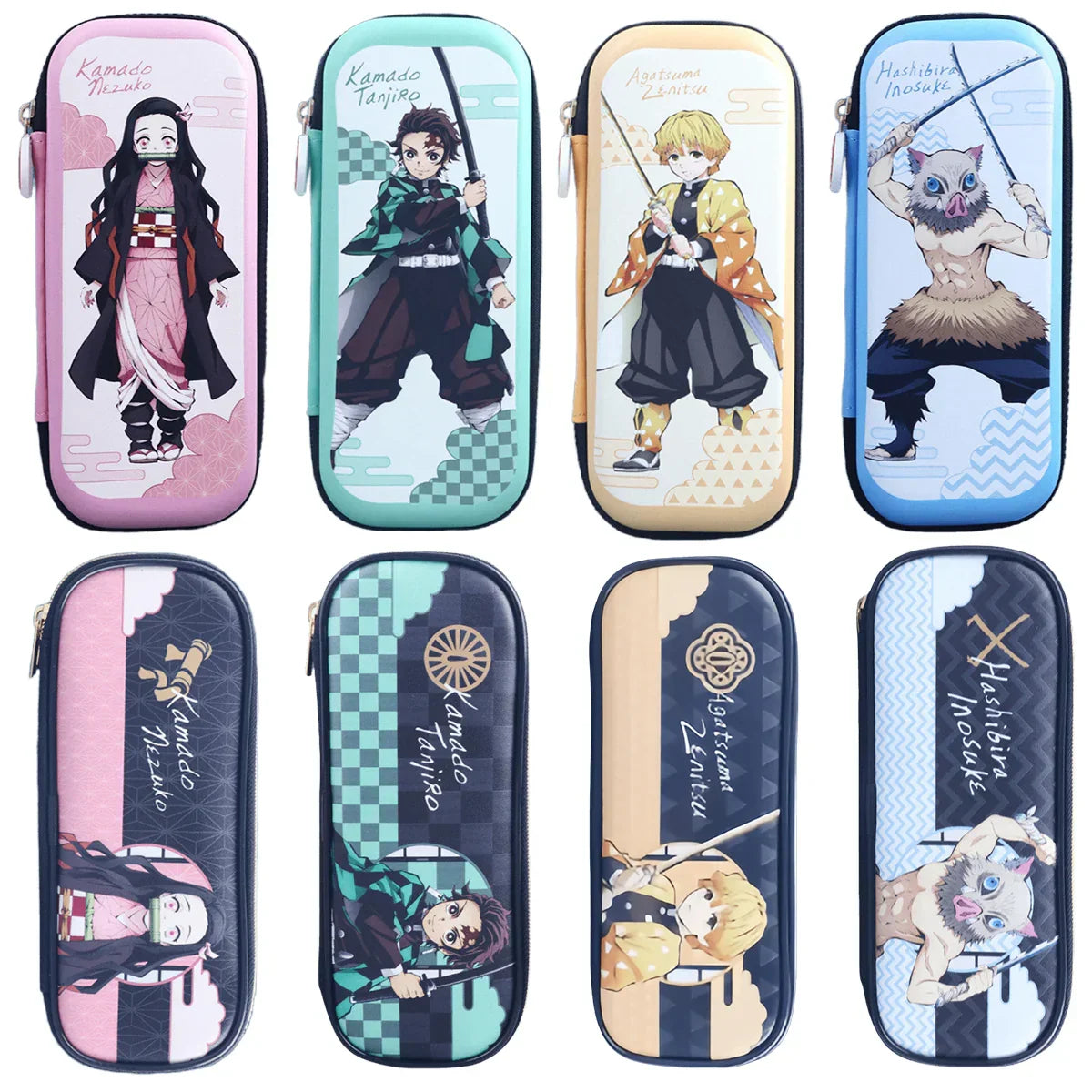Demon Slayer Kimetsu no Yaiba Pencil Case, Hard Shell EVA Anime Pencil Box, Large Capacity Stationery Storage Bag, Tanjiro Nezuko Zenitsu Inosuke Pen Pouch, School Supplies for Students, Anime Merch Gift