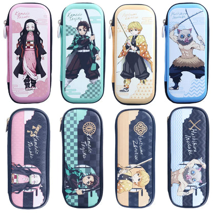 Demon Slayer Kimetsu no Yaiba Pencil Case, Hard Shell EVA Anime Pencil Box, Large Capacity Stationery Storage Bag, Tanjiro Nezuko Zenitsu Inosuke Pen Pouch, School Supplies for Students, Anime Merch Gift