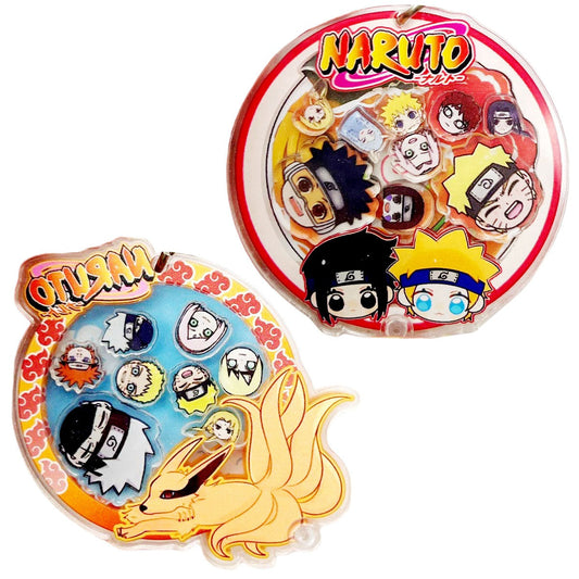 Naruto Acrylic Shaker Keychain, Anime Rocker Shake Charm Key Ring, Cute Character Floating Liquid Pendant, Bag Backpack Ornament, Collectible Gift for Naruto Fans