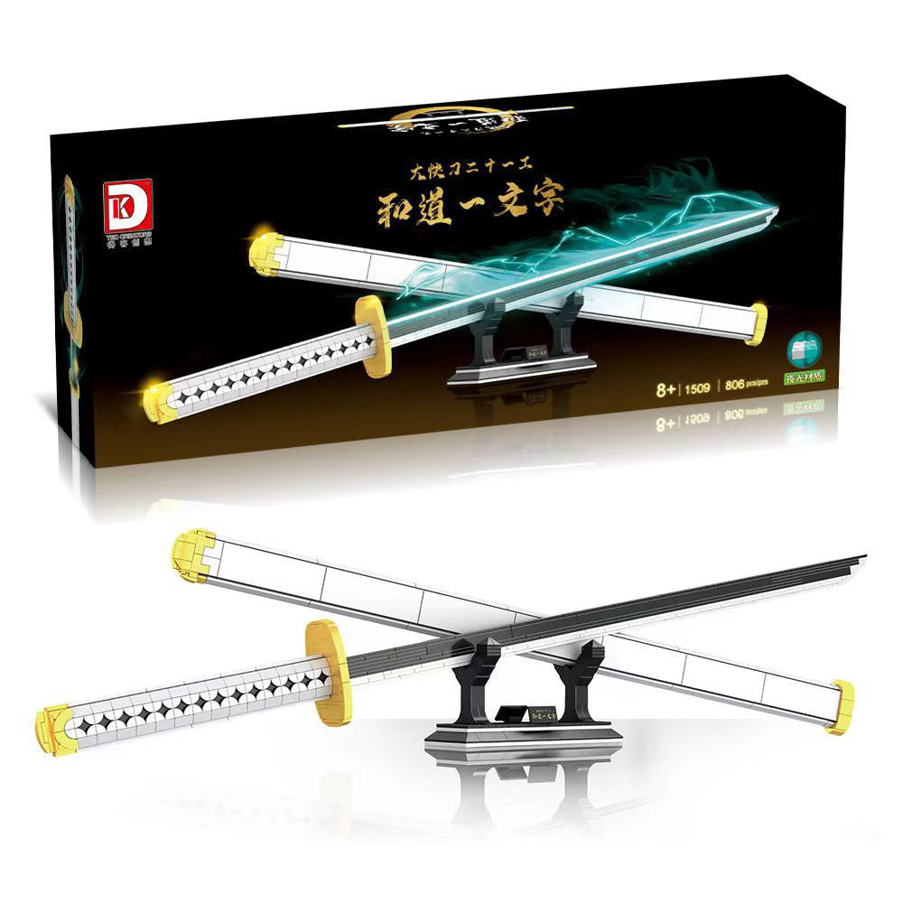 One Piece Wado Ichimonji Katana Building Blocks Set, Anime Samurai Sword Model, DIY Assembly Bricks with Display Stand, Zoro Replica Sword Building Kit, Collectible Desktop Decor Gift for Adults Teens Anime Fans