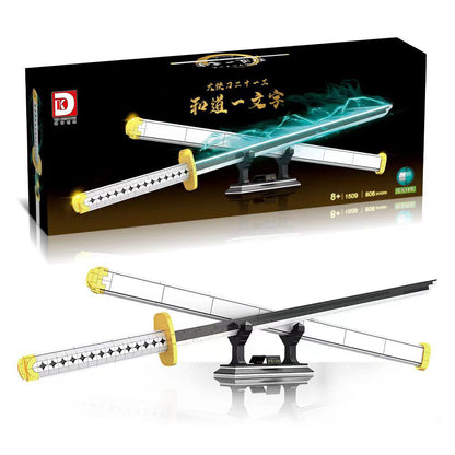One Piece Wado Ichimonji Katana Building Blocks Set, Anime Samurai Sword Model, DIY Assembly Bricks with Display Stand, Zoro Replica Sword Building Kit, Collectible Desktop Decor Gift for Adults Teens Anime Fans