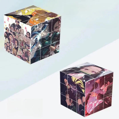 Demon Slayer Tanjiro Nezuko HD Printed Speed Puzzle Cube, Smooth Turning Brain Teaser Educational Fidget Toy, Anime Collection Desk Decor Gift for Anime Fans