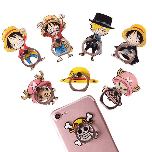 One Piece Anime Phone Ring Holder, Luffy Chopper Sanji & Pirate Skull Logo 360° Rotatable Finger Ring Stand, Universal Adhesive Mobile Phone Grip Kickstand, Cute Anime Phone Accessory Gift for One Piece Fans