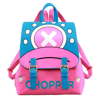 One Piece Tony Tony Chopper Backpack, Anime Chopper Pink Blue Flap Shoulder Rucksack, Cute Cartoon Character Daypack, One Piece Fan Cosplay Collectible Gift