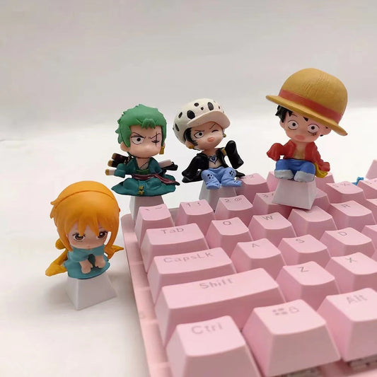 One Piece 3D Artisan Keycap, Anime Figure Custom Resin Keycap for Mechanical Keyboard, Handmade Keycap Luffy Zoro Nami Trafalgar Law, Cherry MX Switch, Anime Keyboard Decor Gift for One Piece Fans