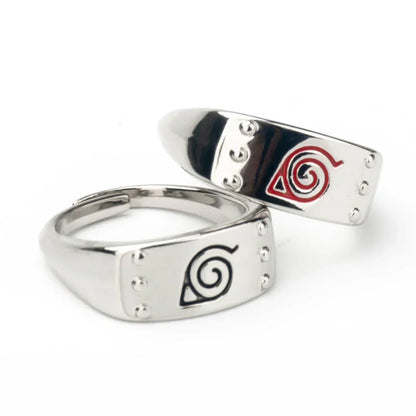 Naruto Konoha Village Symbol Adjustable Ring, Anime Leaf Village Logo Metal Open Ring, Cosplay Finger Jewelry, Fashion Anime Statement Ring, Collectible Gift for Naruto Fans