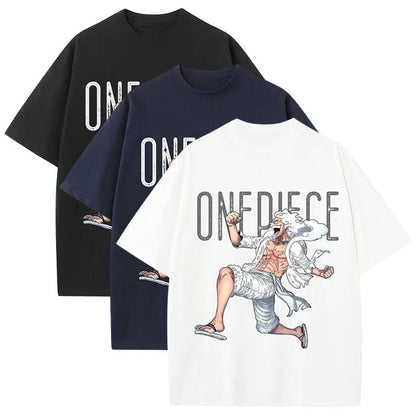 One Piece Luffy Gear 5 Nika Anime T-Shirt, Sun God Luffy Graphic Short Sleeve Tee, Casual Loose Fit One Piece Anime Shirt, Anime Merch Top Gift for Men Women Anime Fans