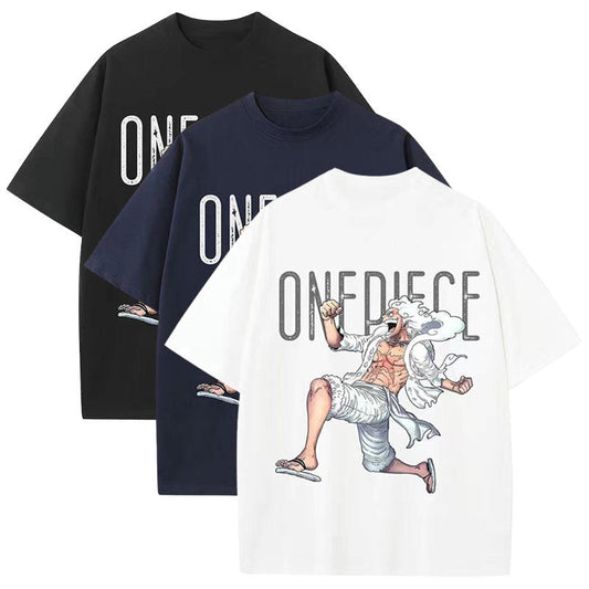 One Piece Luffy Gear 5 Nika Anime T-Shirt, Sun God Luffy Graphic Short Sleeve Tee, Casual Loose Fit One Piece Anime Shirt, Anime Merch Top Gift for Men Women Anime Fans