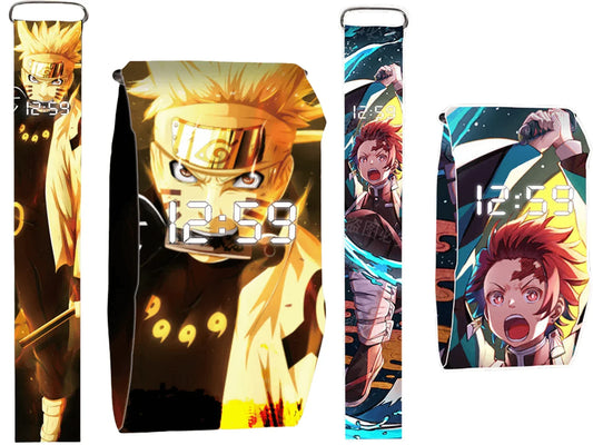 Naruto Demon Slayer Anime Character Paper Watch,  Waterproof Wristband Watch, Portable Disposable Digital Paper Wrist Watch, Cool Anime Print Bracelet Watch, Novelty Birthday Gift for Anime Fans