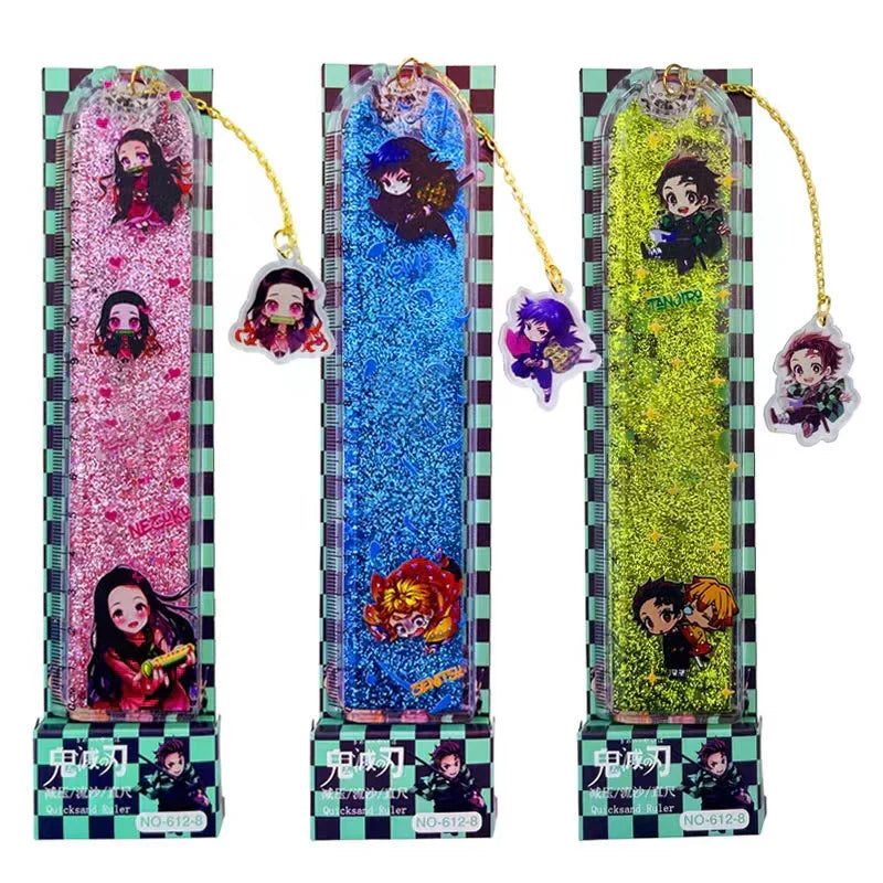 Demon Slayer Quicksand Acrylic Bookmark, Anime Tanjiro Nezuko Zenitsu Inosuke Glitter Liquid Floating Bookmark, Cute Character Pendant Book Marker, Reading Page Holder, Demon Slayer Fan Collectible Gift