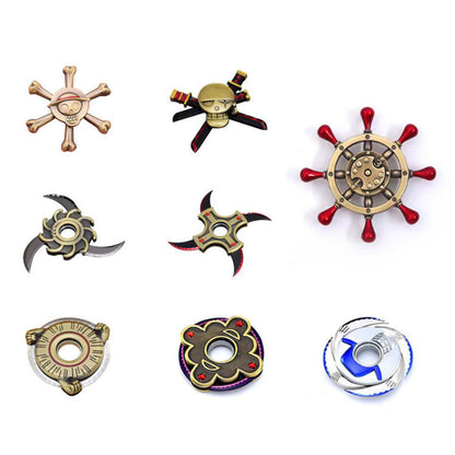 One Piece Anime Fidget Spinner, Metal Hand Spinner with Skull Rudder Zoro Design, Stress Relief Focus Toy, One Piece Collectible Desk Decoration Gift for Anime Fans
