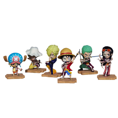 One Piece Half Skeleton Mini Figure Set, Straw Hat Pirates Luffy Zoro Sanji Nami Chopper Robin Usopp Franky Brook Anime Figurine, PVC Chibi Skeleton Model Toy, Desktop Decoration Collectible Gift for One Piece Fans