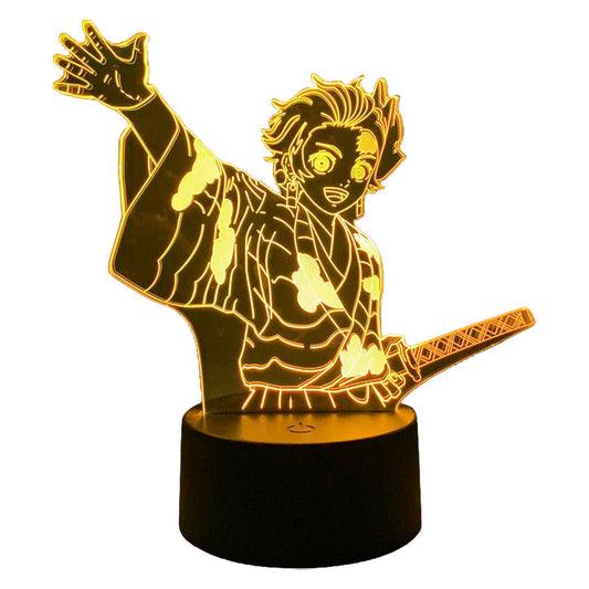 Demon Slayer 3D Illusion LED Night Light, Kimetsu No Yaiba Anime Character Table Lamp, Touch Control 7 Color Changing Acrylic Night Lamp, Bedroom Desktop Decor Birthday Gift for Demon Slayer Fans