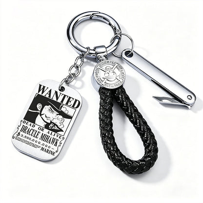 One Piece Wanted Poster Metal Dog Tag Keychain