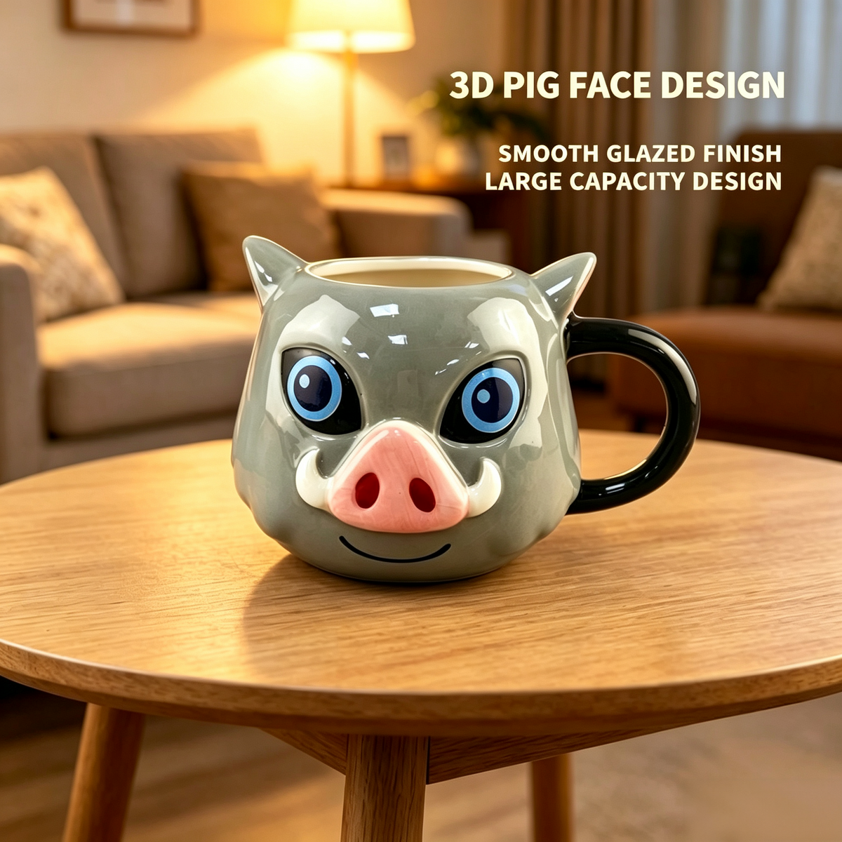 Demon Slayer 3D Character Mug, Anime Ceramic Coffee Cup, Inosuke Tanjiro Akaza Zenitsu Figurine Mug, Cute Cartoon Tea Cup Gift for Fan