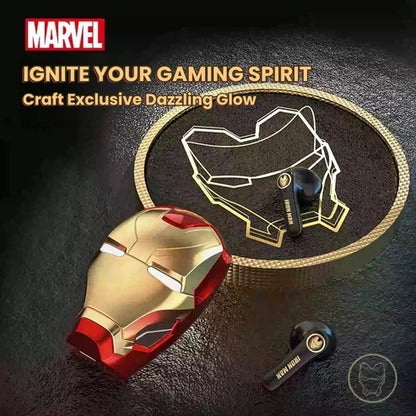 Marvel Iron Man TWS Wireless Earbuds, Cool Helmet Shape Bluetooth Earphones, Touch Control Gaming Headset with Charging Case, Trendy Gift for Marvel Fans