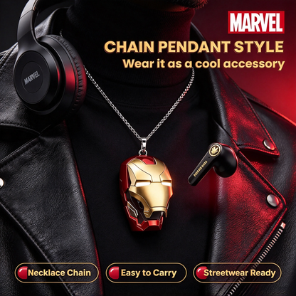 Marvel Iron Man TWS Wireless Earbuds, Cool Helmet Shape Bluetooth Earphones, Touch Control Gaming Headset with Charging Case, Trendy Gift for Marvel Fans
