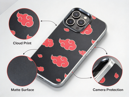 Naruto Anime Akatsuki Red Cloud Phone Case, Matte Shockproof Protective Phone Cover, Classic Akatsuki Pattern Case, Gift for Naruto Fans for iPhone