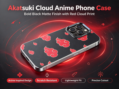 Naruto Anime Akatsuki Red Cloud Phone Case, Matte Shockproof Protective Phone Cover, Classic Akatsuki Pattern Case, Gift for Naruto Fans for iPhone