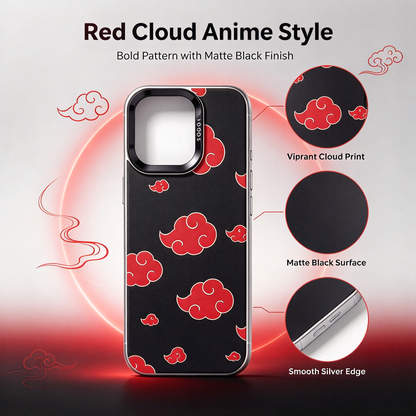 Naruto Anime Akatsuki Red Cloud Phone Case, Matte Shockproof Protective Phone Cover, Classic Akatsuki Pattern Case, Gift for Naruto Fans for iPhone