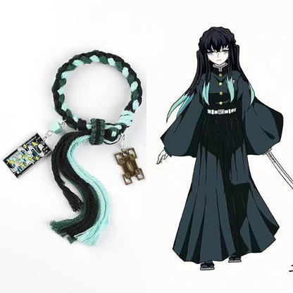 Demon Slayer Anime Braided Rope Bracelet, Kimetsu No Yaiba Character Themed Handmade Wristband, Tanjiro Nezuko Zenitsu Rengoku Cosplay Tassel Bracelets, Anime Jewelry Gift for Demon Slayer Fans
