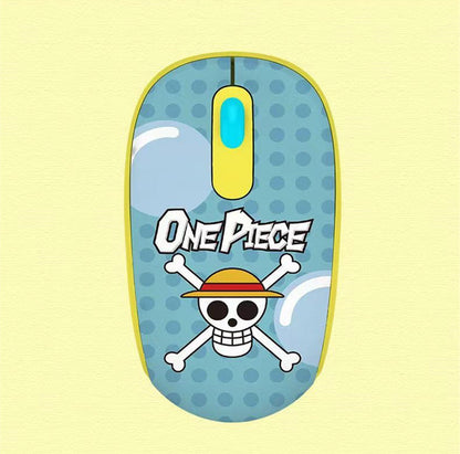 One Piece Anime 2.4G Wireless Mouse, Portable Optical Computer Mouse with Tony Tony Chopper & Straw Hat Skull Pattern, Ergonomic Silent Mice for Laptop PC Desktop, Anime Fan Gift