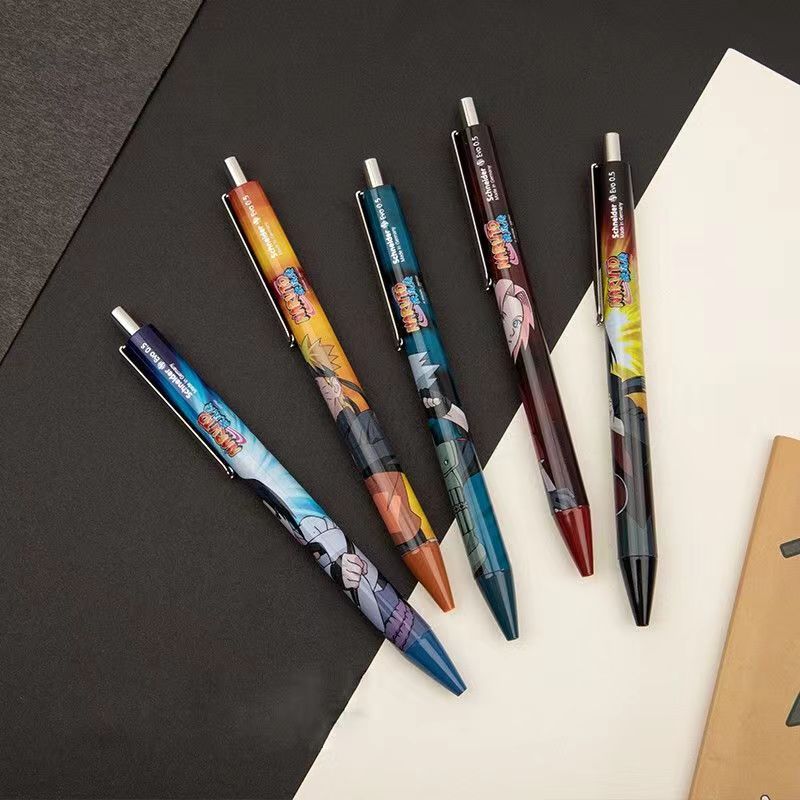 Naruto Anime Ballpoint Pen Set, 5 Pcs Character Printed Metal Gel Pens with Collectible Iron Gift Box, Naruto Sasuke Sakura Kakashi Itachi Stationery Set, Anime Merch School Writing Pens Gift for Naruto Fans
